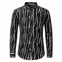 Drift men's abstract print roll-sleeve shirt in Midnight Ripple, view 01
