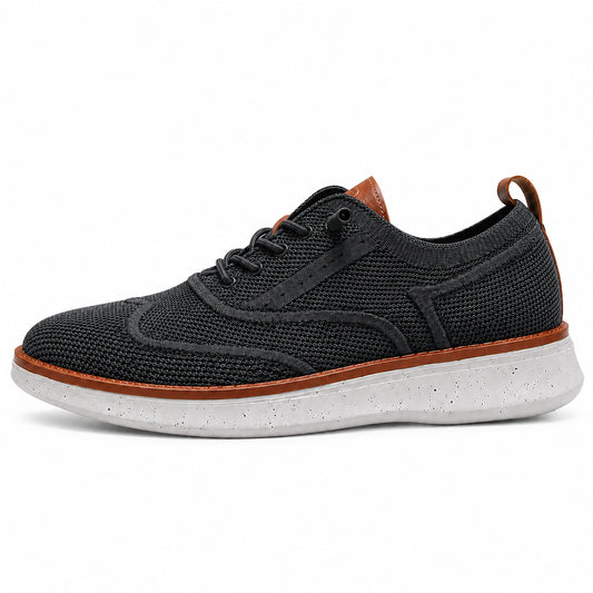 Stride men's breathable knit Oxford-style walking shoes in Black, product view 1