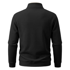 Crest men's fleece-lined waffle-knit quarter-zip pullover in Black