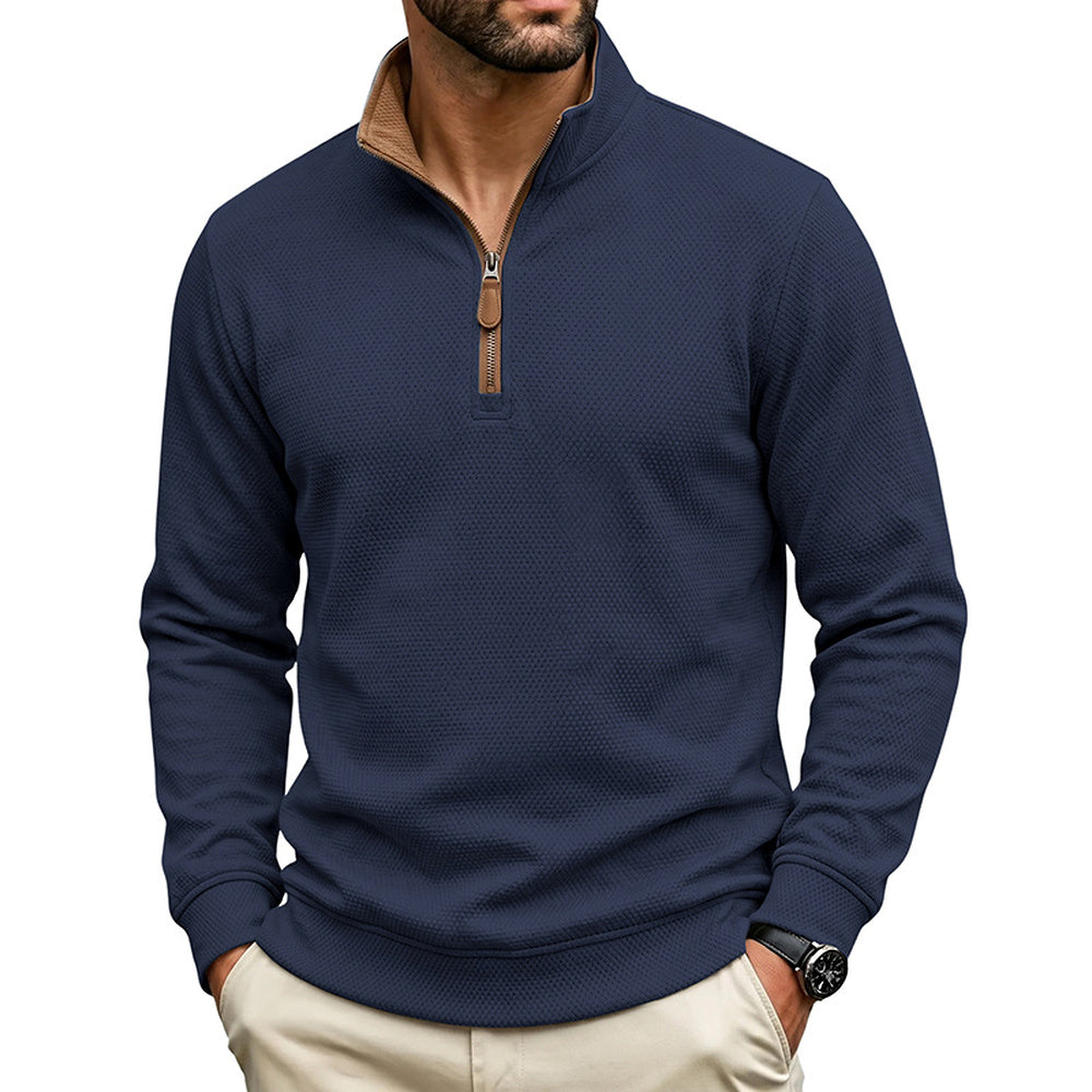 Crest – Men's Fleece-Lined Waffle-Knit Quarter-Zip Pullover