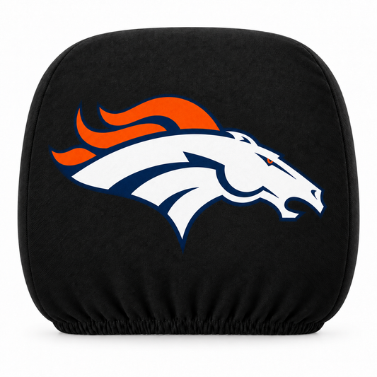 Denver Broncos car headrest cover, Style 1 logo design, white background