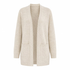 Liora women's open-front pocket cardigan in Apricot, front view