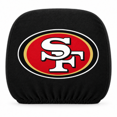 San Francisco 49ers car headrest cover, Style 1 logo design, white background
